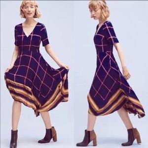 Anthropologie Striped Pane Midi Dress Sz 8 NWT